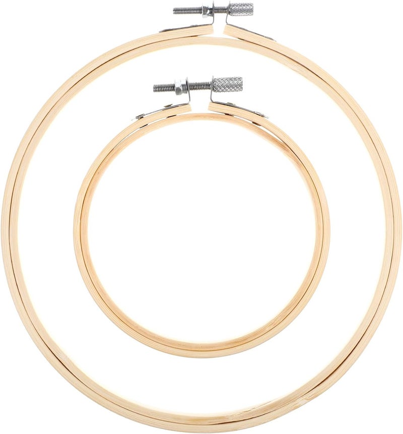 simarro 2 Pieces Embroidery Hoops, 4" and 6" Round Embroidery Hoops Bamboo Round Cross Stitch Hoops, Adjustable Frame Hoop for Embroidery, Cross Stitch, Art Craft Sewing, and DIY Decoration - Image 1